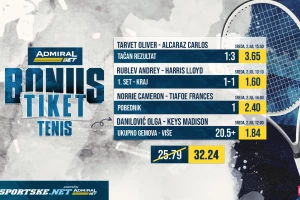 AdmiralBet bonus tiket - Olga Danilović i Karlos Alkaras za kvotu 32!
